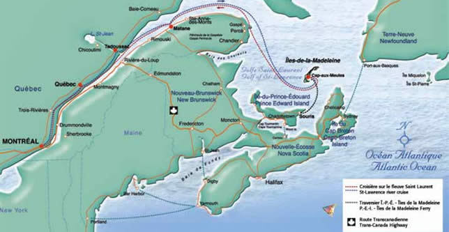 Map of Eastern Canada